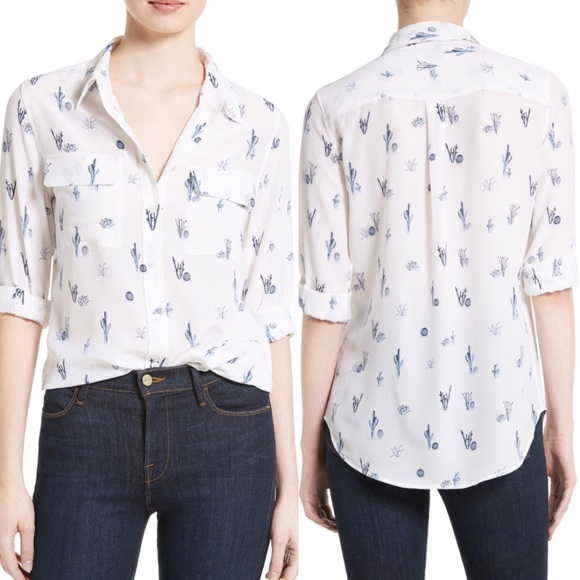 Equipment Tops - Equipment Slim Signature Cactus Print Silk Shirt